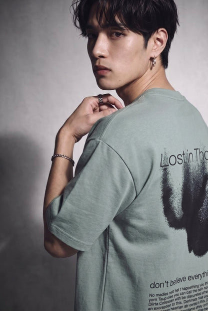 Cool Bee Lost in Thought Tee Green for Men - Green Oversized Graphic Tee Streetwear India - Lifestyle View