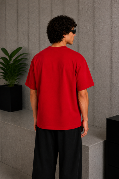 Cool Bee Judge Tee Red for Men - Red Oversized Graphic Tee Streetwear India - Lifestyle View
