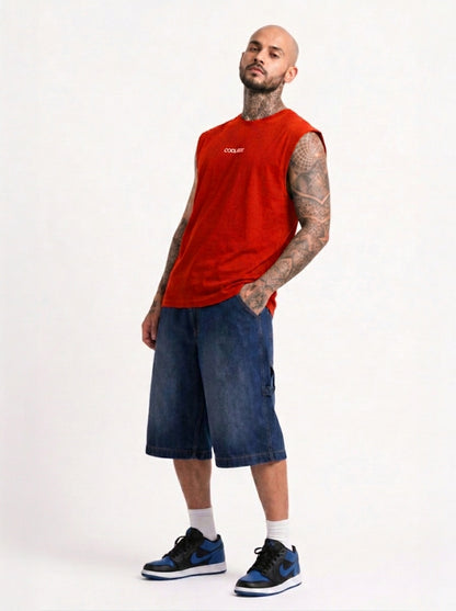 Cool Bee Men Tank Tees Red for Men - Red Tank Top Gym Casual India - Lifestyle View