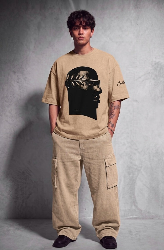 Cool Bee NeoClassic Graphic Tee Beige for Men - Beige Oversized Graphic Tee Streetwear India - Lifestyle View