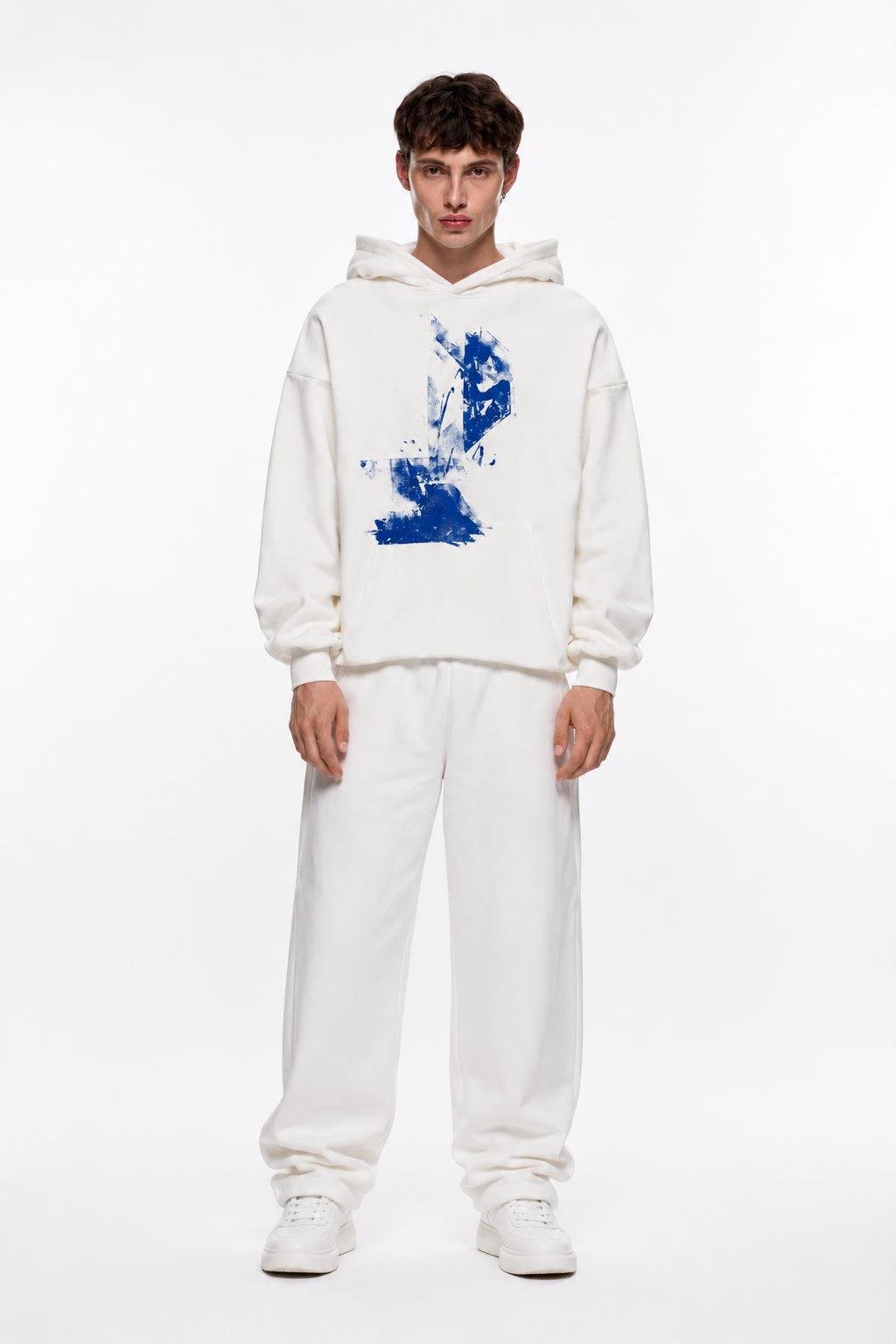 Abstract Motion Hoodie White