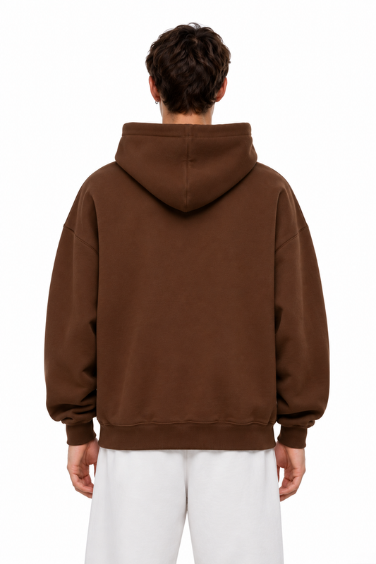 Solid Hoodie Brown – Coolbee Store oversized hoodie, photo 2 of 5