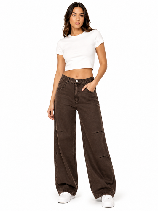 Espresso Vintage Wide-Leg Jeans – Coolbee Store, photo 2 of 6