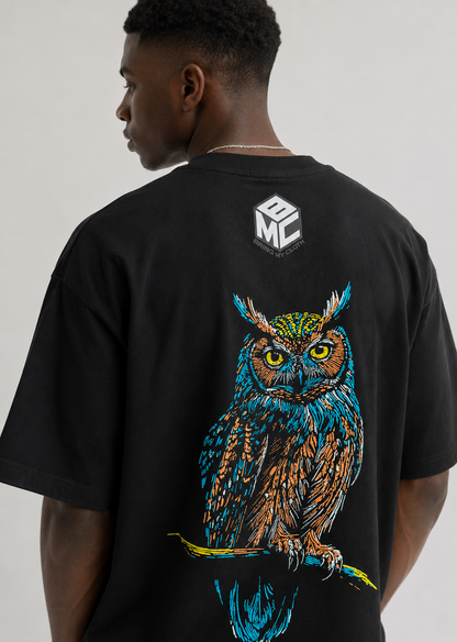 Neon Owl Graphic Tee Black