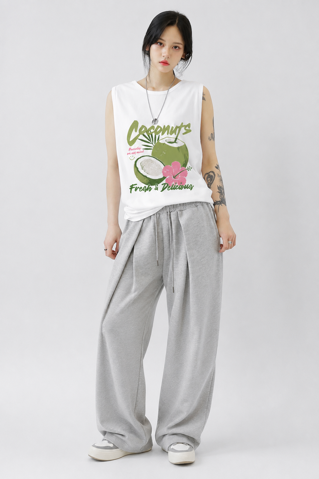 Coconut Paradise Tank Tees White