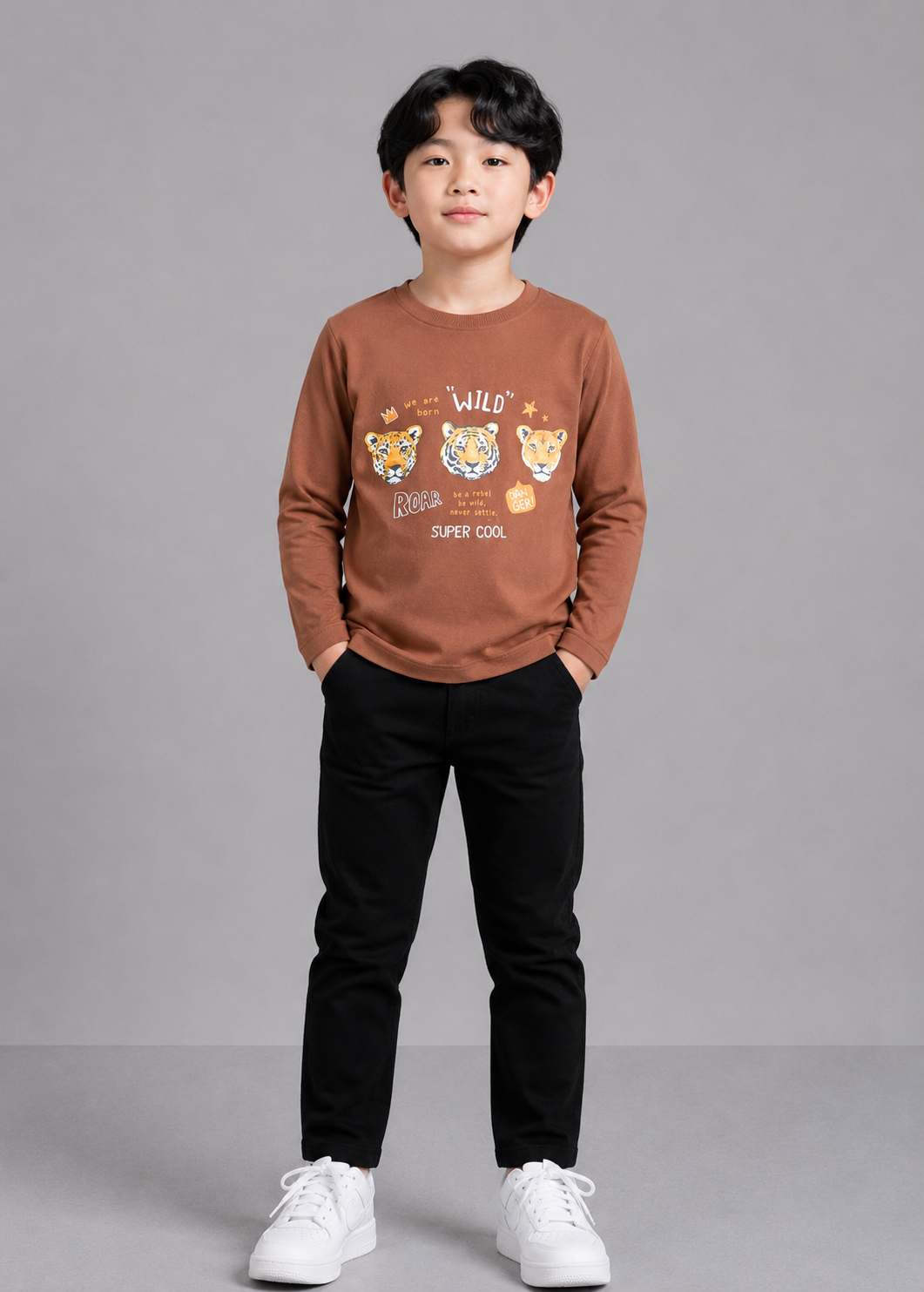 Coolbee Store Kids Boys T-Shirt - Brown (KBAW25TR4) – front view