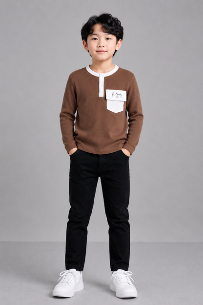 Coolbee Store Kids Boys T-Shirt - Brown (KBAW25TR21) – front view