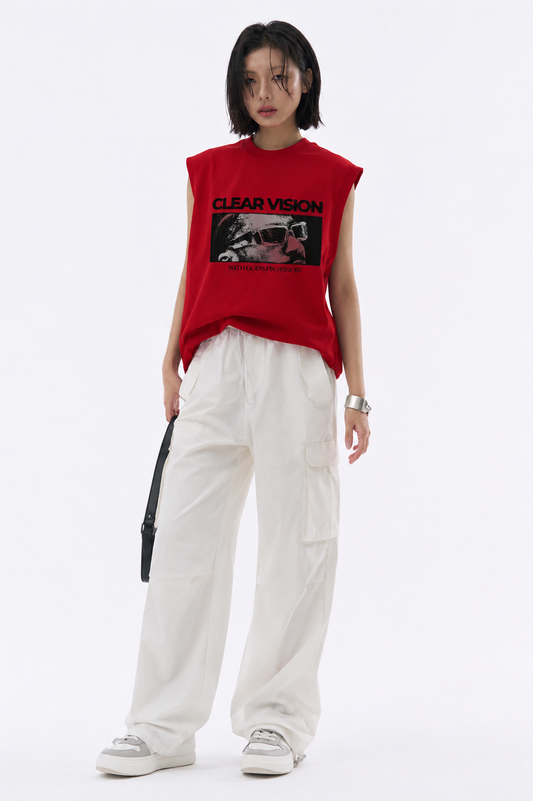 Coolbee Store Future Focus Tank Tees White Red – back view