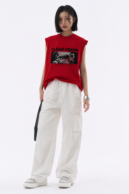 Future Focus Tank Tees White Red