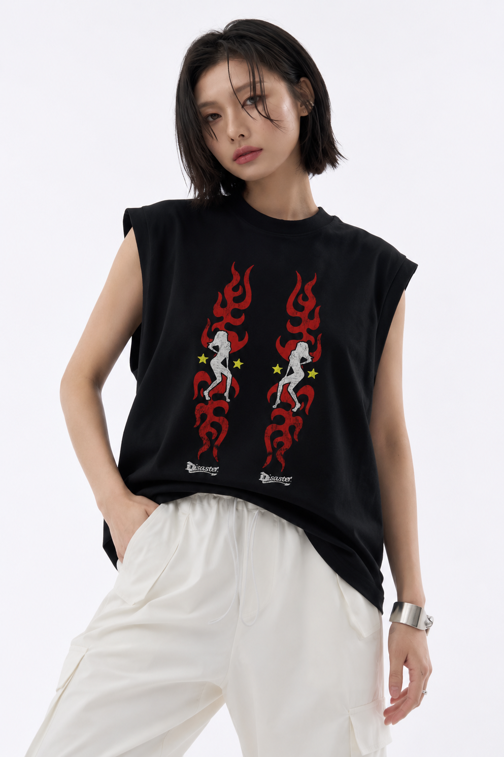 Rebel Flame Tank Tees Black