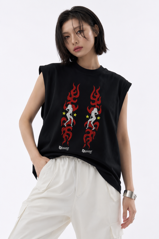 Rebel Flame Tank Tees Black