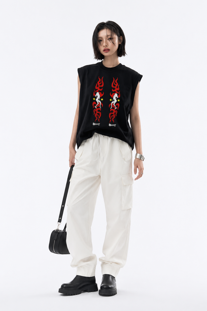 Rebel Flame Tank Tees Black