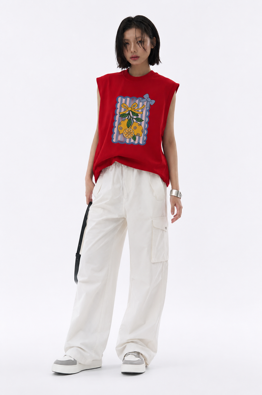 Coolbee Store Lemon Charm Tank Tees Red – back view