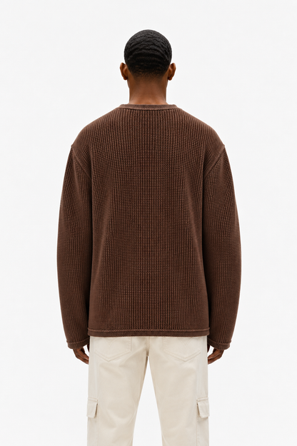 Coolbee Store Crossfire Waffle Tee Brown – close-up fabric detail