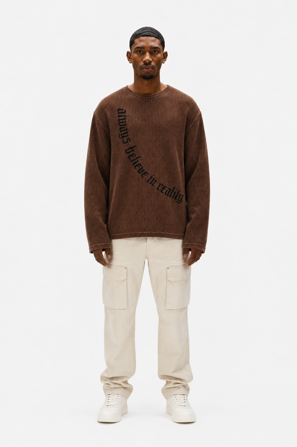 Coolbee Store Crossfire Waffle Tee Brown – back view