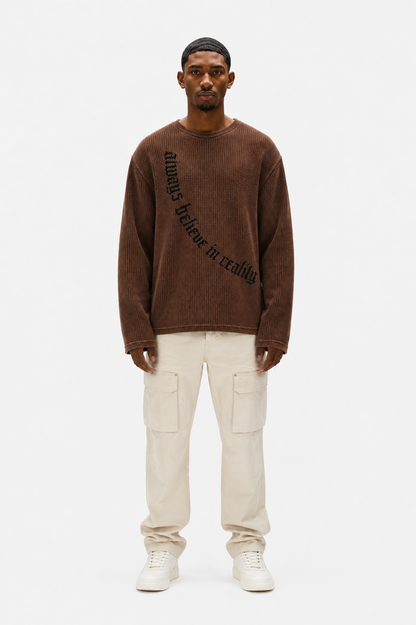 Coolbee Store Crossfire Waffle Tee Brown – back view
