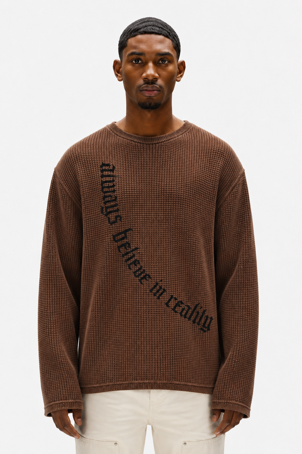 Coolbee Store Crossfire Waffle Tee Brown – front view