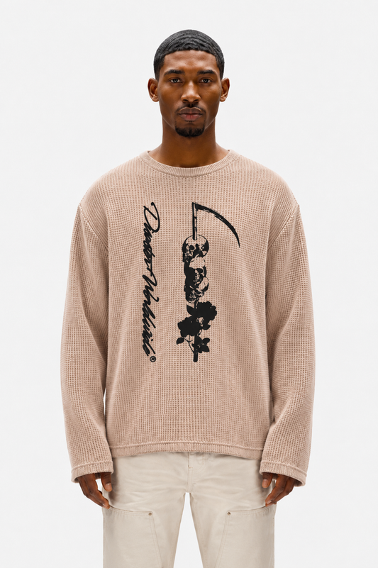 Coolbee Store Ghost Harvest Waffle Tee Beige – front view