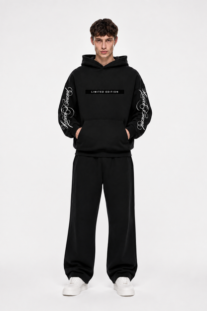 Limited Edition Sleeve Print Hoodie Black