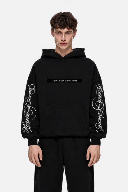 Limited Edition Sleeve Print Hoodie Black