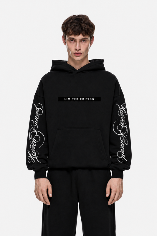 Limited Edition Sleeve Print Hoodie Black