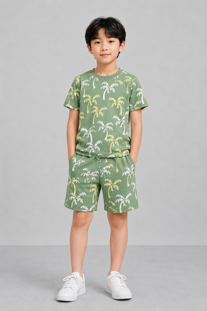 Coolbee Store Kids Boys Clothing Set - Green (KBSSCS12) – front view