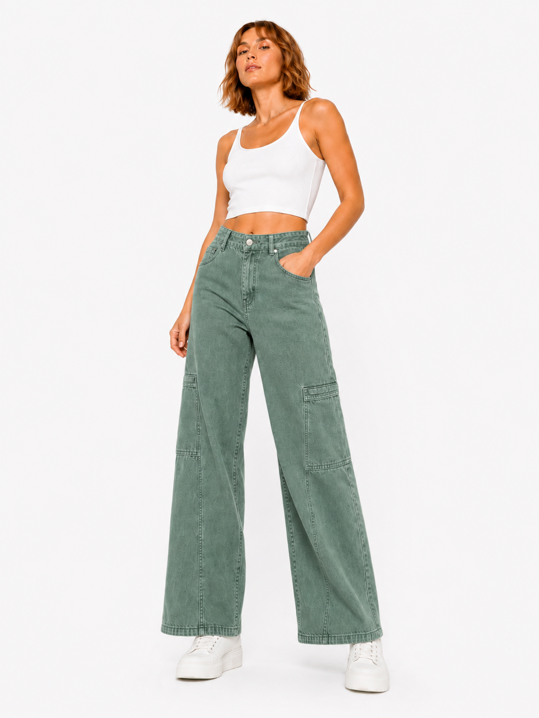 Green Wide legs Street Jeans – Coolbee Store, photo 4 of 8