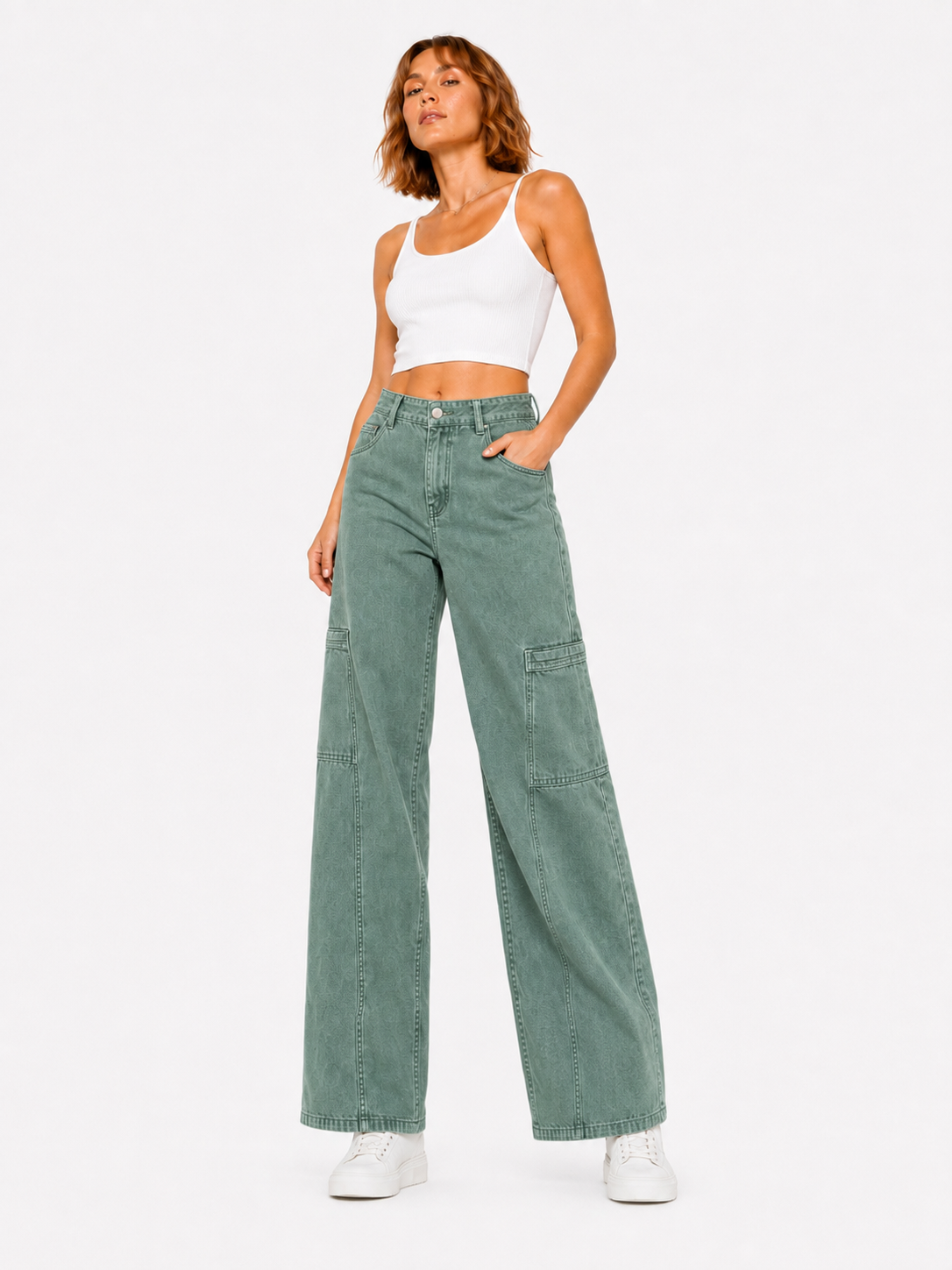 Green Wide legs Street Jeans – Coolbee Store, photo 6 of 8