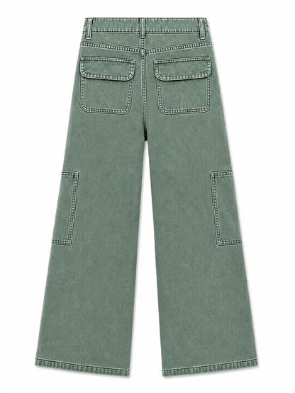 Green Wide legs Street Jeans – Coolbee Store, photo 2 of 8