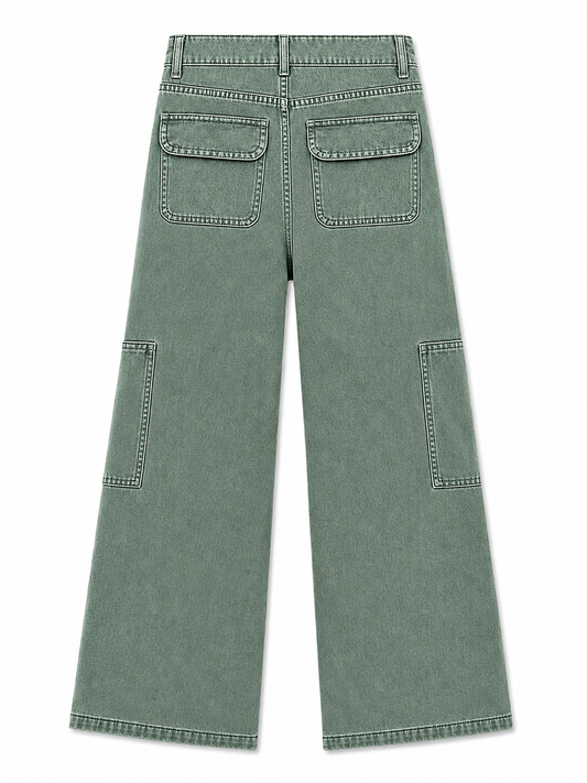 Green Wide legs Street Jeans – Coolbee Store, photo 2 of 8