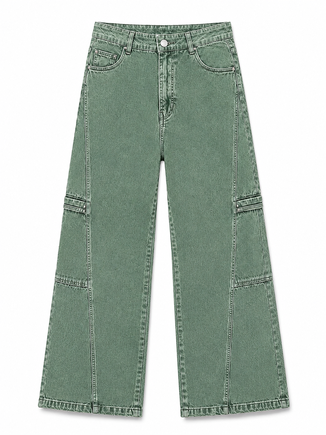 Green Wide legs Street Jeans – Coolbee Store, photo 1 of 8