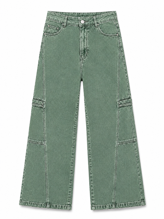 Green Wide legs Street Jeans – Coolbee Store, photo 1 of 8