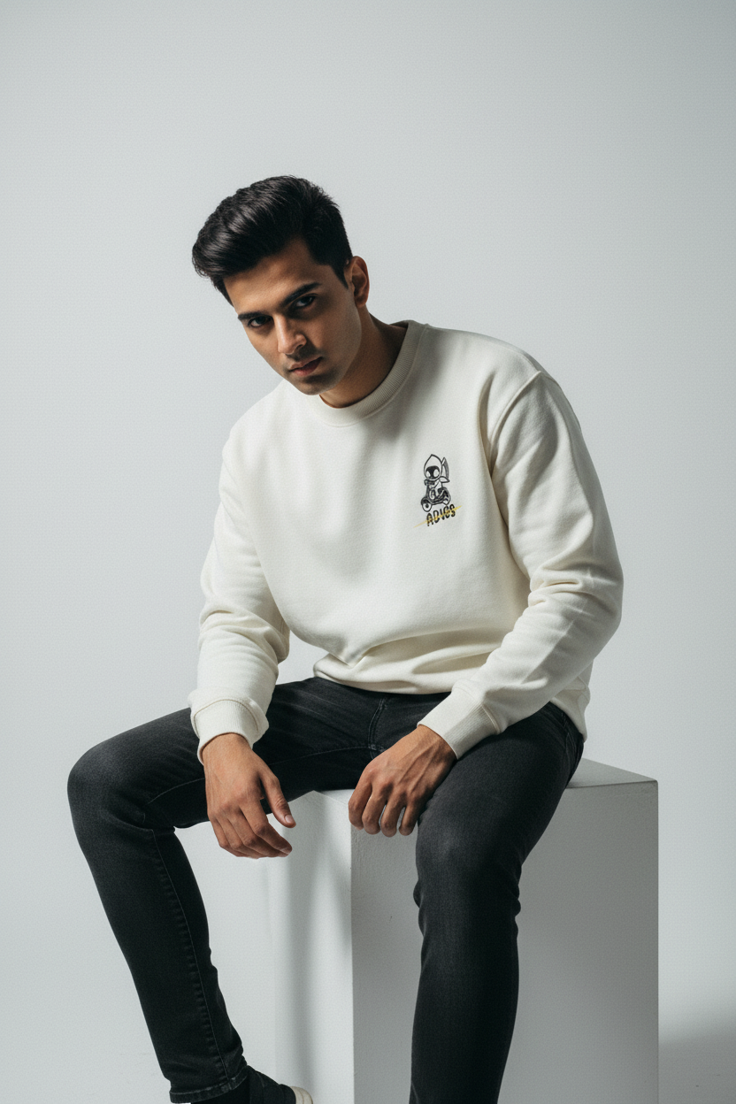 Seated brooding attitude