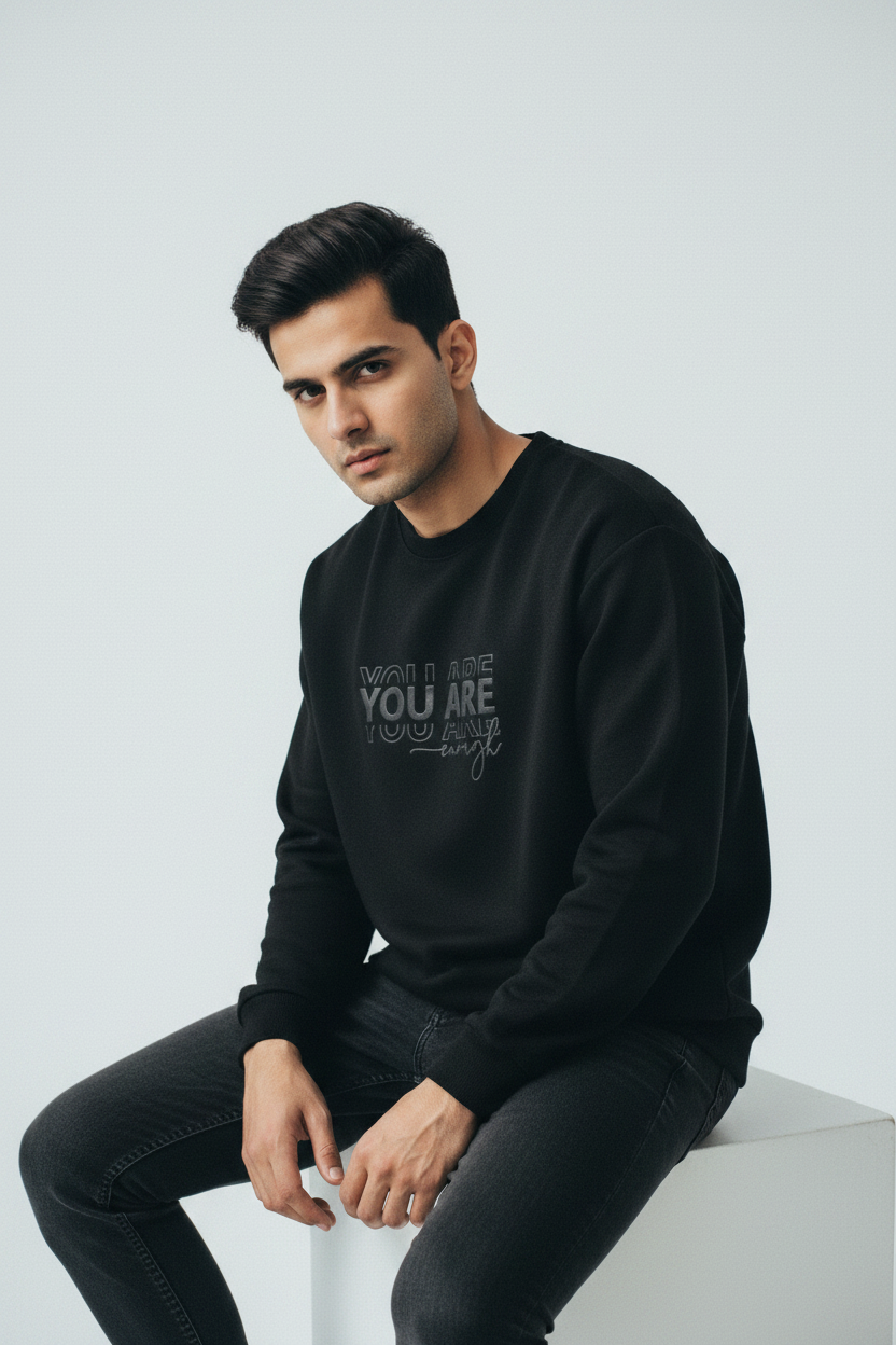 Seated brooding attitude