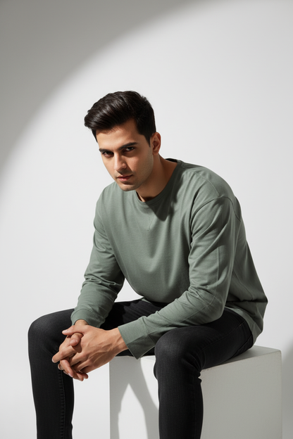 Seated brooding attitude
