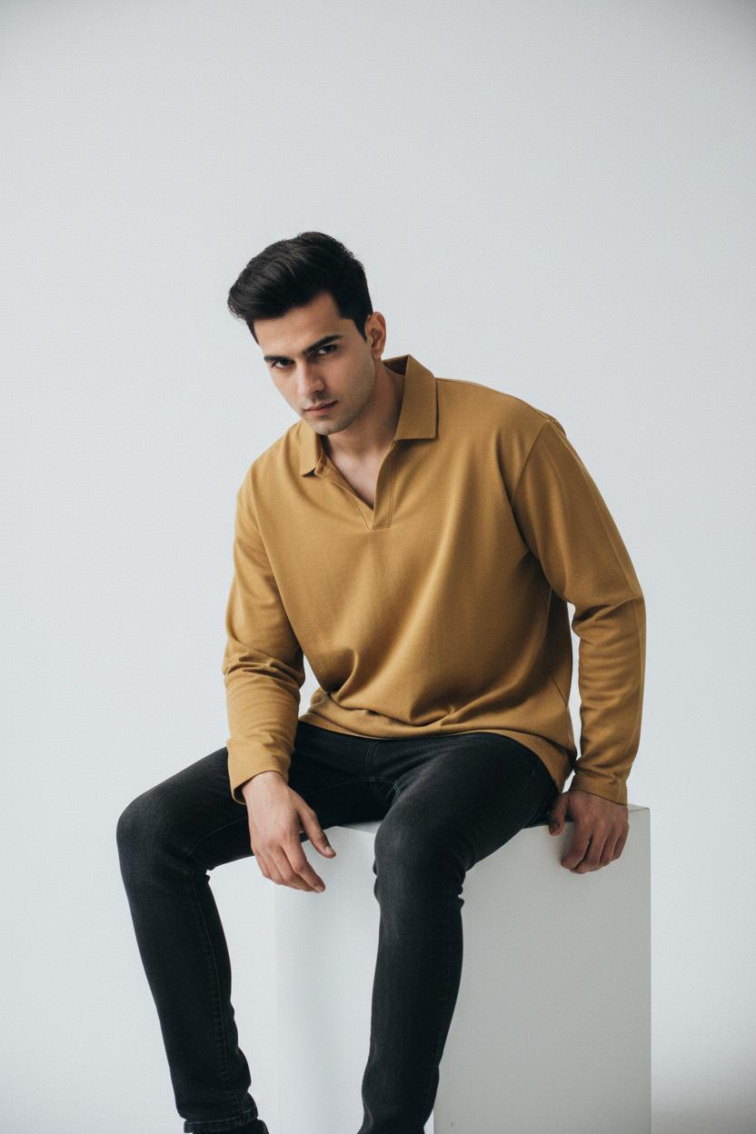 Seated brooding attitude