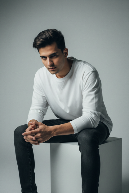 Seated brooding attitude