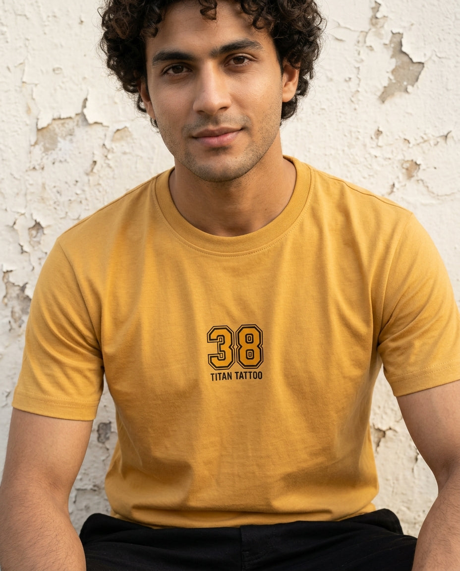 Cool Bee Essential Cotton Crew Neck T-Shirt Yellow for Men - Yellow Graphic Tee India - Lifestyle View