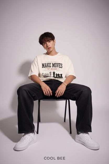 Cool Bee Theory Tee White for Men - White Oversized Graphic Tee Streetwear India - Lifestyle View