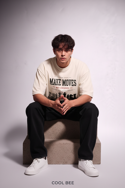 Cool Bee Theory Tee White for Men - White Oversized Graphic Tee Streetwear India - Lifestyle View