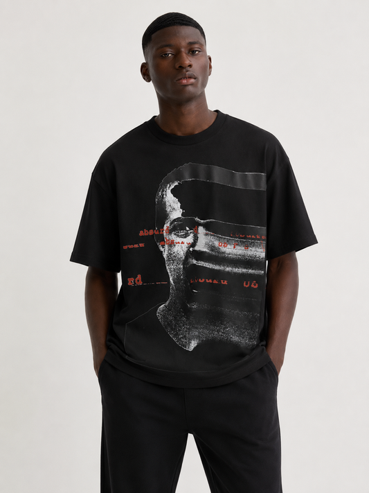 Glitch Portrait Tee Black