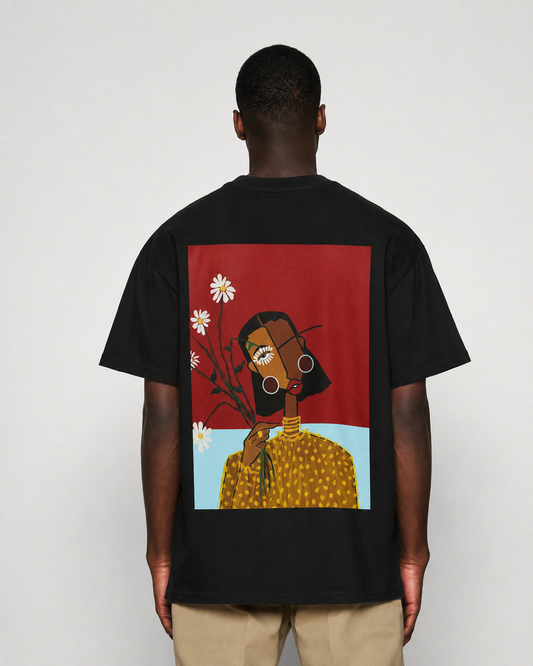 Cubist Bloom Oversize Tee Black