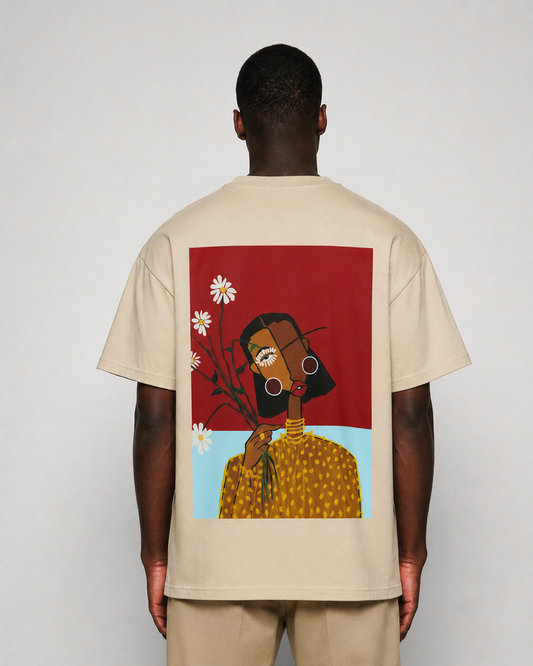 Cubist Bloom Oversize Tee Beige