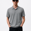 Grey Cotton Lycra Polo