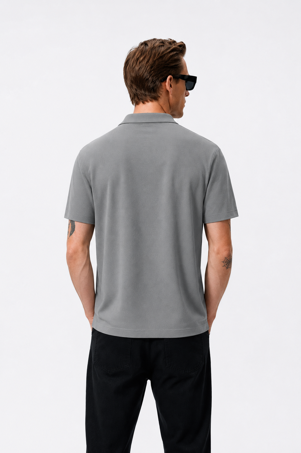 Grey Cotton Lycra Polo