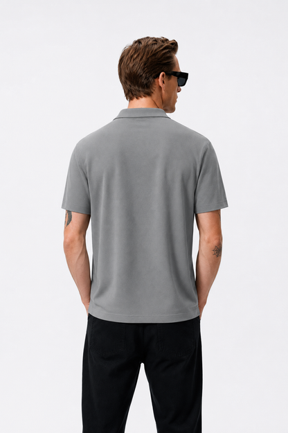 Grey Cotton Lycra Polo