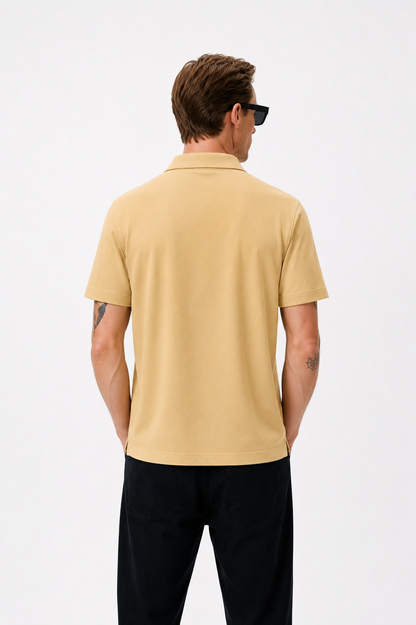 Grey Cotton Lycra Polo Yellow