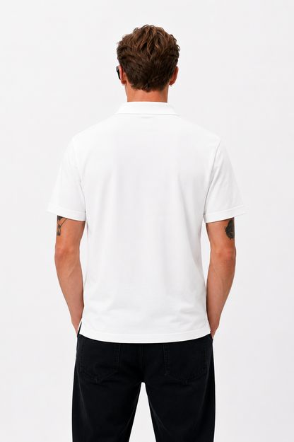 White Cotton Lycra Polo