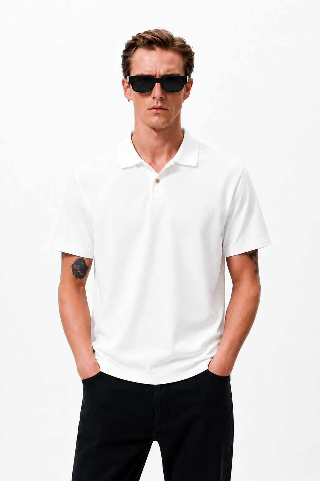 White Cotton Lycra Polo