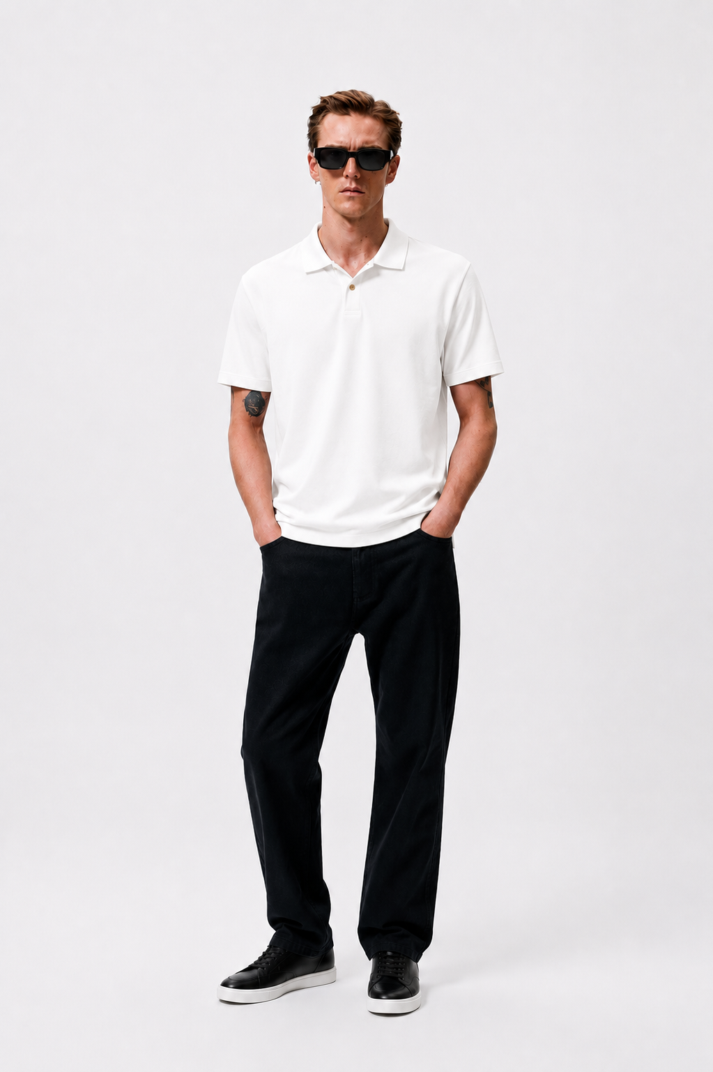White Cotton Lycra Polo